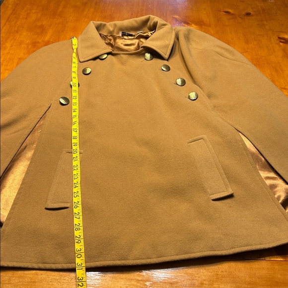 Joan Rivers Classic Golden Double-Breasted Collared Cape Peacoat XL Vintage - Picture 5 of 9